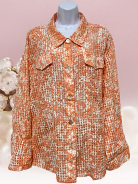 Draper's & Damon's-Women's 2X-Plus Size Button Top Two Way Sleeve Light Weight